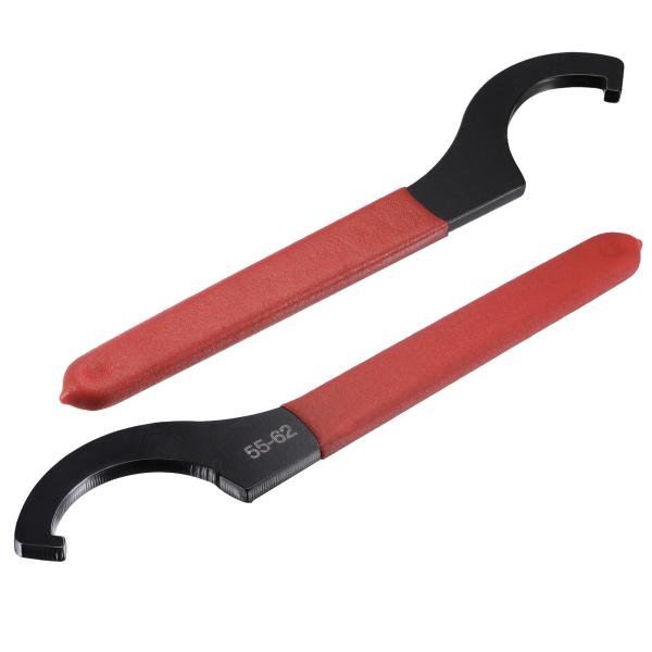 uxcell フックレンチスパナ コレットチャック 55-62mmラウンドナット用 レッドの滑り止めハンドル付き ドロップ鍛造炭素鋼 2個入り