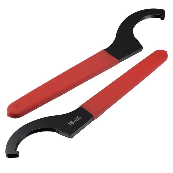 uxcell フックレンチスパナ コレットチャック 78-85mmラウンドナット用 レッドの滑り止めハンドル付き ドロップ鍛造炭素鋼 2個入り