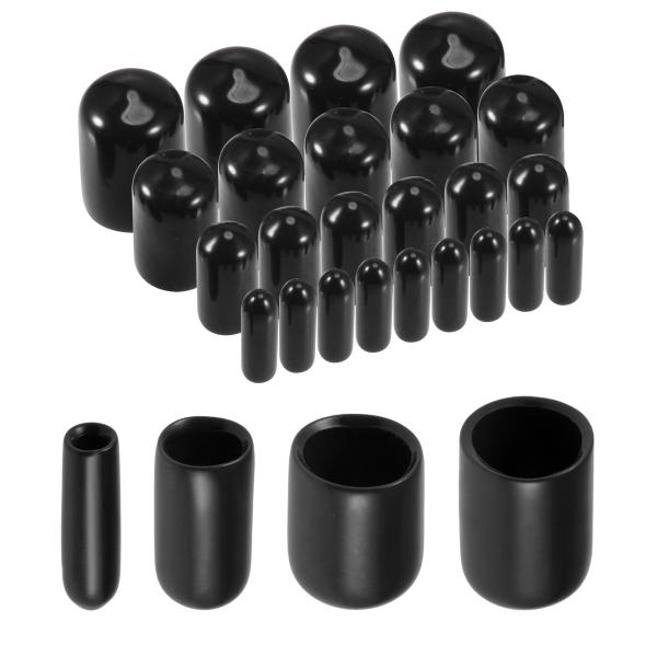 uxcell ねじプロテクターカバー エンドキャップ ビニールカバー ラウンド 3mm 6mm 9mm 12mm ブラック 40個入り
