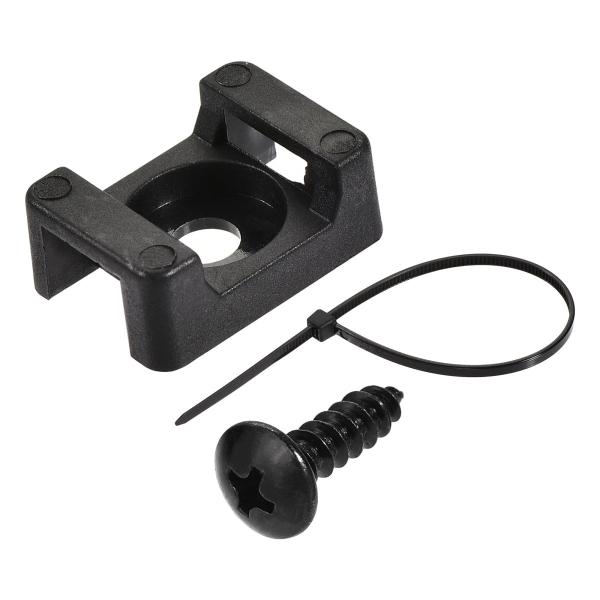 uxcell ケーブル固定クリップ 22.3 mmx15.6 mmx9.1 mm ナイロン ネジとネクタイ付き ブラック 50セット