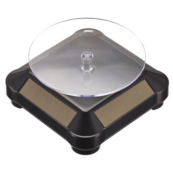 uxcell ソーラーディスプレイスタンドターンテーブル バッテリーダブル使用回転ディスプレイ 電話 時計 DIY クラフト 100mm ブラック