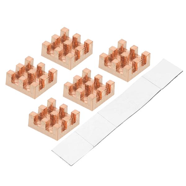 uxcell 銅ヒートシンク 7x7x3 mm 粘着剤付き ICチップセットクーラー用 5個入り