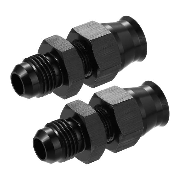 uxcell 燃料チューブ継手コネクタ 真鍮フェルール付き アルミニウム合金 給油システム用 AN6オスフレア-8mm ブラック 2個