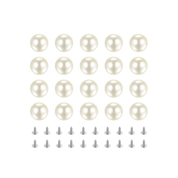 【本商品は海外出荷】お届けは通常20-30日を頂いております。パールビーズ直径: 14mm; リベットスタッドサイズ：5 x 7mm; 50 x パールビーズ; 50 x リベットスタッドこれらのパールビーズはABS材料で作られ、パールリベ...