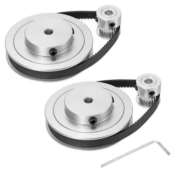 uxcell タイミングプーリー 20&80歯 5 mmボア シンクロホイール ベルトとレンチ付き 3Dプリンター、CNCマシン用