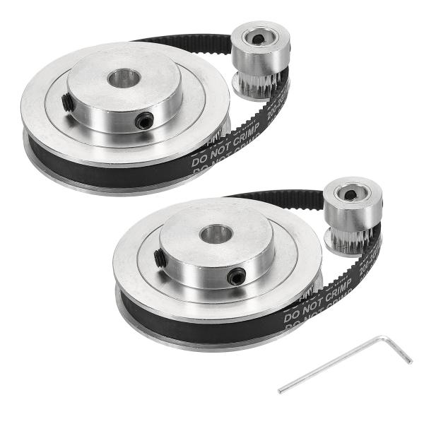 uxcell タイミングプーリー 20&80歯 8 mmボア シンクロホイール ベルトとレンチ付き 3Dプリンター、CNCマシン用