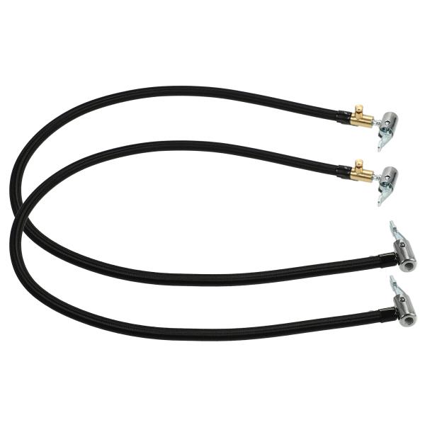 xAUTOHAUx タイヤインフレータホースアダプター デュアルロックオン-ロックオン接続 エアチャックホース付き 80cm シルバートーン 2個