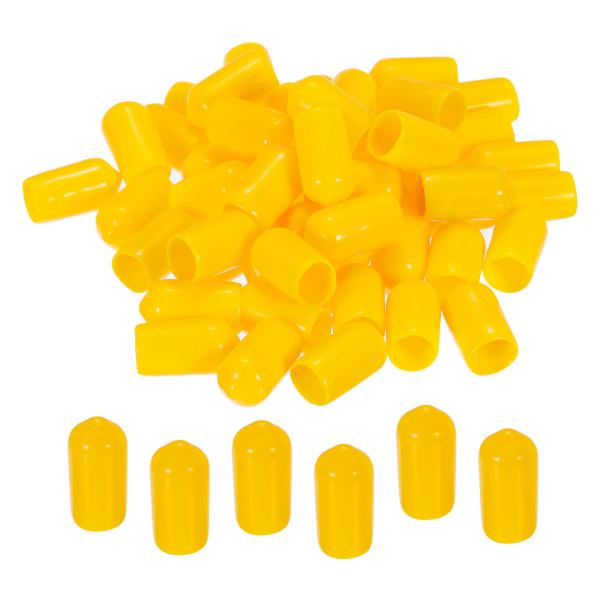 uxcell ゴム製エンドキャップカバー PVC ネジプロテクター ワイヤーシェルフキャップ ネジボルトパイプフェンス支柱用 50個 8mm イエロー