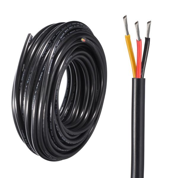uxcell 電源ケーブル 3芯電線 14AWG 10m UL2464電線 PVC コード銅線ケーブル LEDストリップランプ照明用