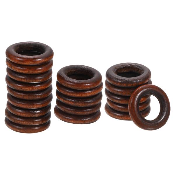uxcell 20個セット 30mm 天然木リング 6mm ソリッドウッドサークル DIYクラフト 編み物 マクラメ ペンダント作り ダークコーヒー