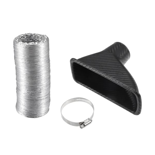 INFINAUTO エアインテークダクトフロントバンパースクエアブレーキエアダクト伸縮可能フレキシブルスチックアルミ製1セット