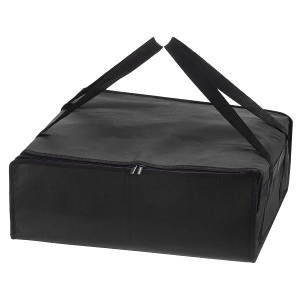 uxcell 断熱ピザバッグ 1枚 50x50x15 cm-不織布製の食料品バッグ ケーキ クッキー ピザパーティー用の食品運搬用クーラーバッグ（黒）