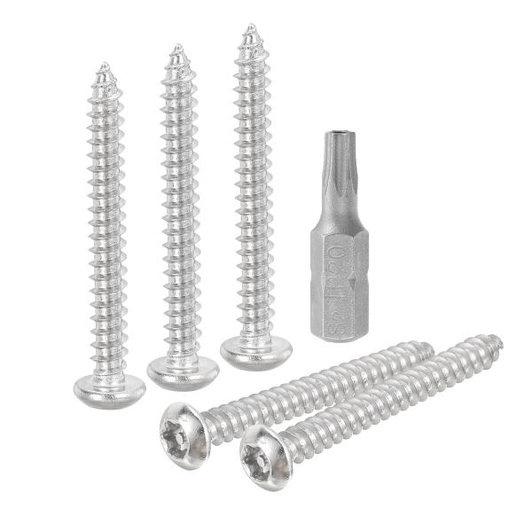 uxcell M4 x 35mmボタンヘッドトルクスセキュリティシートメタルスクリュー 20個304ステンレス鋼製不正操作防止セルフタッピングスクリュ