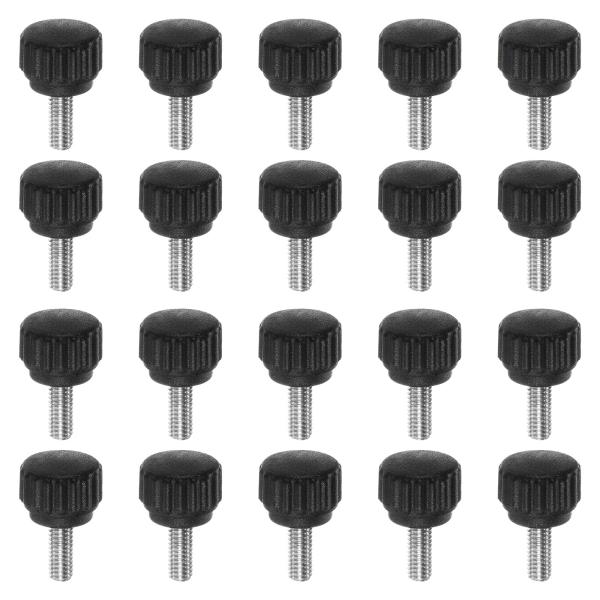 uxcell 20個 ローレットクランプノブ サムスクリュー M4 x 10mm メトリックオスネジ 13 mm マッ トプラスチックヘッド 304