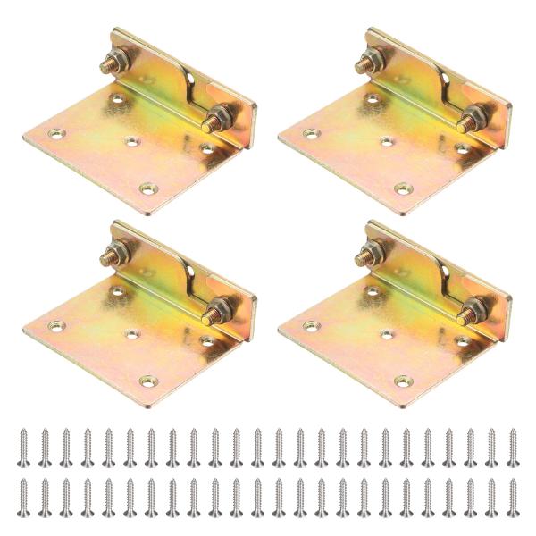 uxcell 4個セット ベッドレール金具 3インチ(75mm) ヘビーデューティベッドヒンジ(ネジ付き) 木製ベッド/ヘッドボード接続用家具金具 メ