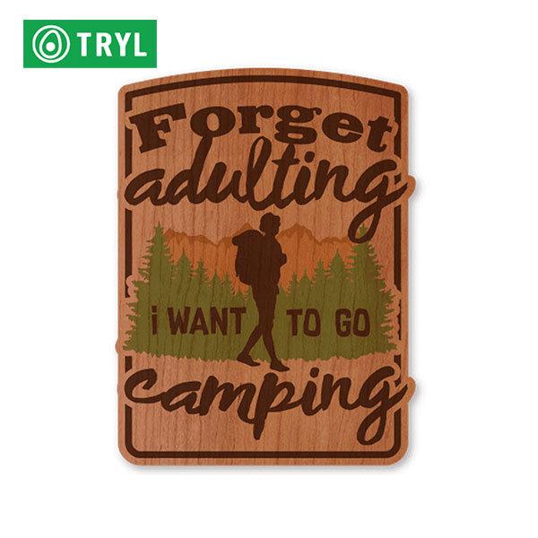 TRYL WOOD STICKER(EbhXebJ[) Forget adulting ؍ނgpRfނ̃XebJ[ ygCjO/WMO/AEghA/ubVNtg/X