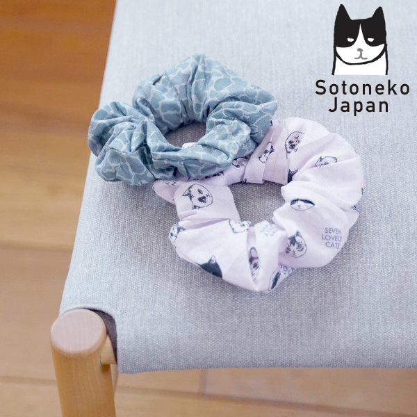 シュシュ 髪飾り 黒 猫 ハチワレ おしゃれ かわいい 母の日 プレゼント