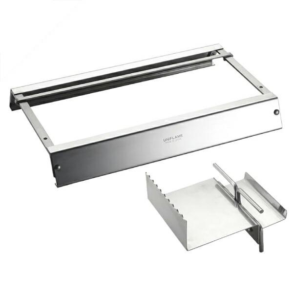 取り付け簡単！魚焼き機能を追加できる焼鳥台！魚焼き用の串置きも差し込むだけで簡単に取り付けられます。串の持ち手を焦がさない串置きバー付き。魚焼き用串置きの角度はツインスキュアー270（別売）で最適になるように設計。[バーベキュー]　●当店は...