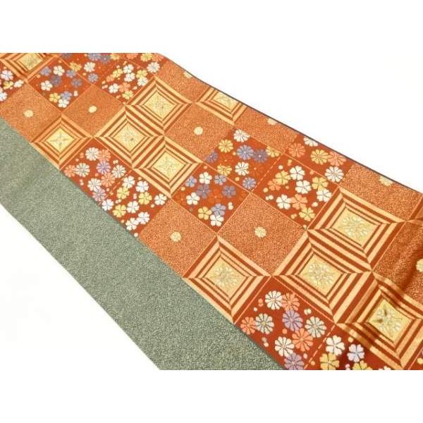 宗sou 桜に梅・菊・抽象模様織出し袋帯【リサイクル】【着