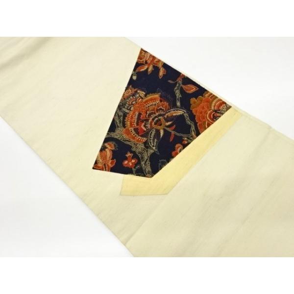 宗sou 手織紬相良刺繍抽象草花模様名古屋帯【リサイクル】【着