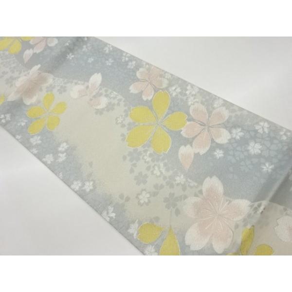 宗sou よろけ縞に桜模様織出し袋帯【リサイクル】【着】 :ys6246719:お