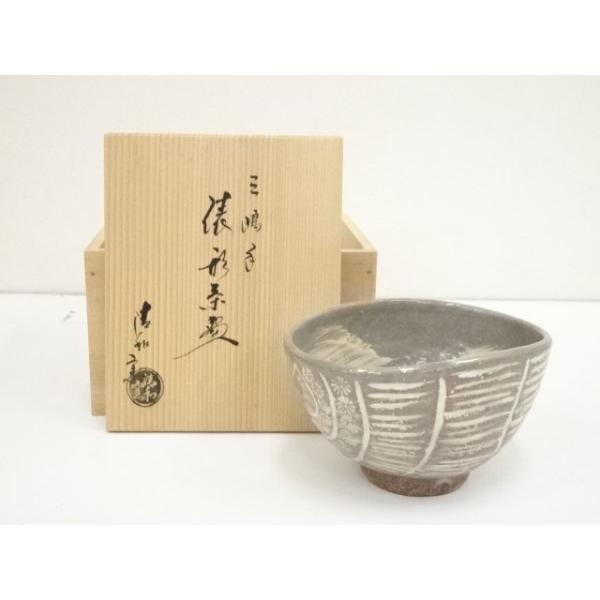 茶道具 原清和作 青井戸 茶碗 美品 共箱(K-YC432) ys6870099; 宗sou 京焼 清和窯造 三島手俵形茶碗（共箱）【道】 : お