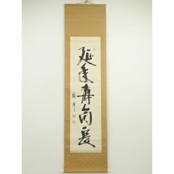 ys6929682; 宗sou 下池雅峰筆 「延年寿命長」一行書 肉筆紙本掛軸【道