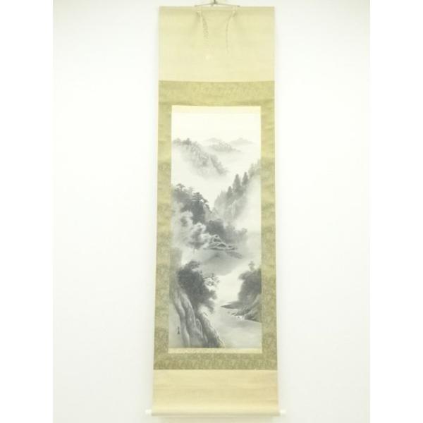 ys7006676; 宗sou 長嘉筆 水墨山水 肉筆絹本掛軸（保護箱）【道】 : お