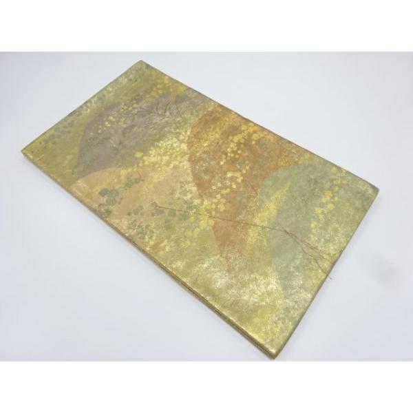 ys7094903; 宗sou 未使用品 引箔遠山に箔散らし・花鳥模様織り出し袋帯  