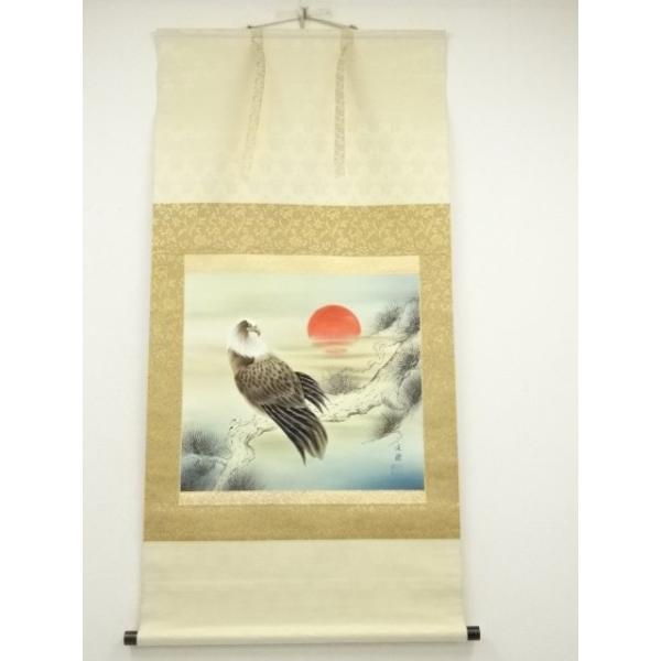 ys7189984; 宗sou 小島夏鵬筆 鷹之図 肉筆絹本掛軸（中島清堂識箱