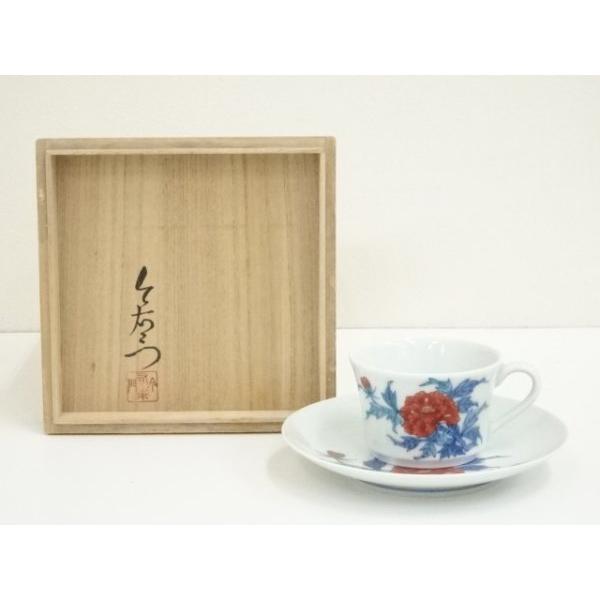 極美品★今泉今右衛門★2客★錦苺絵紅茶碗★カップ＆ソーサー★有田焼★ARITA ys7304108; 宗sou 有田焼 今泉今右衛門窯造 錦牡丹絵紅茶碗（共箱
