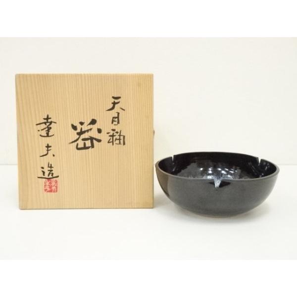 天野達夫造 油滴天目釉 高足高台 器 京焼 清水焼 逸品 共箱 ys7346777; 宗sou 京焼 天野達夫造 天目釉菓子器（共箱）【道】 : お