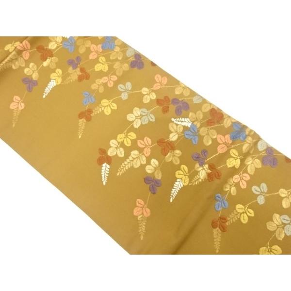 牡丹模様織出し開き名古屋帯（額縁仕立て）【中古】【着】【名古屋帯 