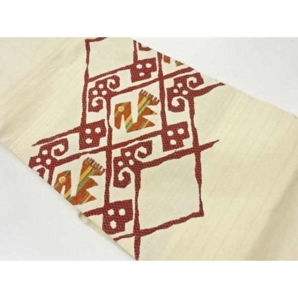 抽象模様織出し名古屋帯【中古】【着】【名古屋帯】 宗sou ys7573059