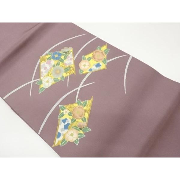ys7669002; 宗sou 塩瀬金彩菱に花菱・芝模様名古屋帯【着】