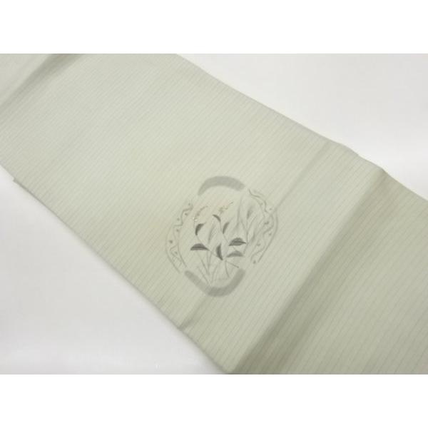 ys7834323; 宗sou 絽塩瀬紙布手描き四角に草葉模様刺繍名古屋帯【着
