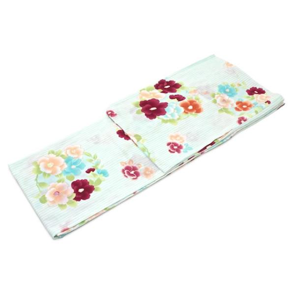 新品浴衣◇ bonheur saisons　ストライプ×マーガレット SOUBIEN（創美苑） 浴衣 レディース 3点セット （浴衣/半幅帯/下駄