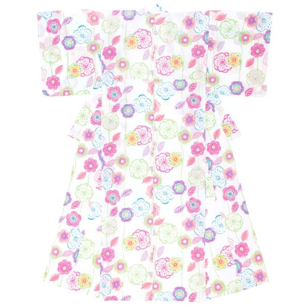 浴衣 レディース ブランド キスミス 白 ホワイト ピンク 花唐草調 綿 紅梅織り 夏祭り 花火大会 女性用 仕立て上がり【フリーサイズ】 SOUBIEN（創美苑） 浴衣 レディース ブランド キスミス 白 ホワイト