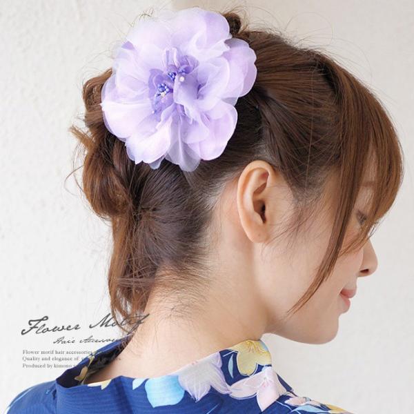 髪飾り 紫 花 オーガンジー コサージュ 浴衣髪飾り 着物 Kaz30tw 2979 きもの館 創美苑 通販 Yahoo ショッピング