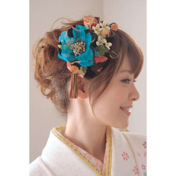 髪飾り 花 フラワー 成人式振袖髪飾り 卒業式袴髪飾り 青 黒 和柄 和風 Buyee Buyee 日本の通販商品 オークションの代理入札 代理購入