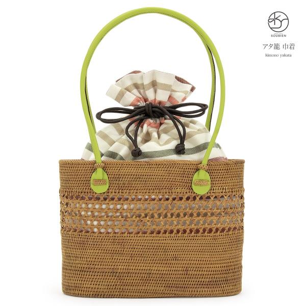 北*様 アケビかごバッグ ハンドメイド 工芸品 民藝 浴衣 着物 和雑貨 SOUBIEN（創美苑） バッグ 浴衣 かごバッグ 夏 un deux（アンドゥ） 緑
