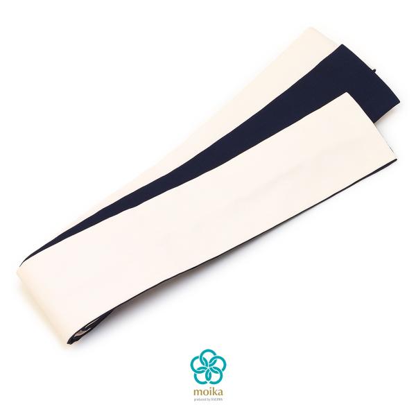角帯 メンズ ブランド moika（モイカ） 白 ホワイト 黒紺 ブラックネイビー 無地 単色 シンプル 皮 レザー リバーシブル 男性用 細帯 浴衣帯 仕立て上がり 日本製 soubien_mob0103ad-3214