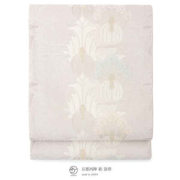 【未仕立て】袋帯 姫野織物 ピンク系 ライトピンク アザミ 花 絽 京都西陣織 555 六通柄 夏向き フォーマルカジュアル 日本製 未仕立て】袋帯 姫野織物 ピンク系 ライトピンク アザミ 花 絽 京都
