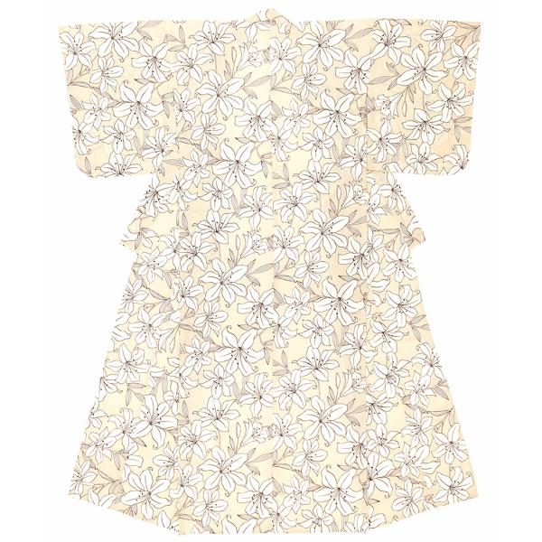 浴衣 レディース クリーム 薄黄色系 白 百合 ユリ 花 綿 夏祭り 花火大会 女性用 仕立て上がり【Sサイズ】【フリーサイズ】【送料無料】 SOUBIEN（創美苑） 浴衣 レディース クリーム 薄黄色系 白 百合 ユリ