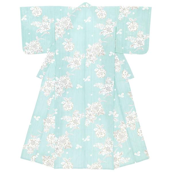 浴衣 レディース ブルー 水色 辻が花調 花 フラワー レトロモダン 綿 夏祭り 花火大会 女性用 仕立て上がり【Sサイズ】【フリーサイズ】【送料無料】 SOUBIEN（創美苑） 浴衣 レディース ブルー 水色 辻が花調 花 フラワー