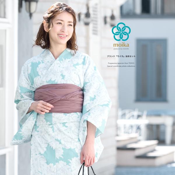 純正取扱店 送料無料 花 綿 牡丹 浴衣セット 浴衣 水色 女性用 変わり織り ママ ボタン フリー フラワー Moika Niktd 40代 3点セット 浴衣 兵児帯 下駄 30代 売上価格 Jlt Polinema Org