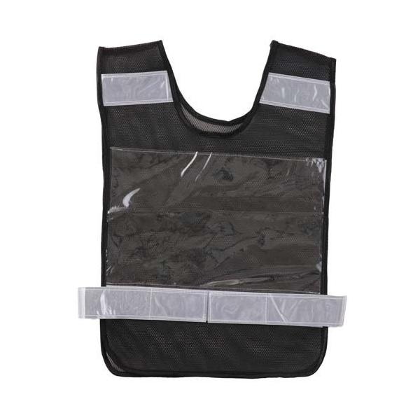 反射ビブスベスト A4ゼッケンクリアポケット付き ブラック ( 1枚