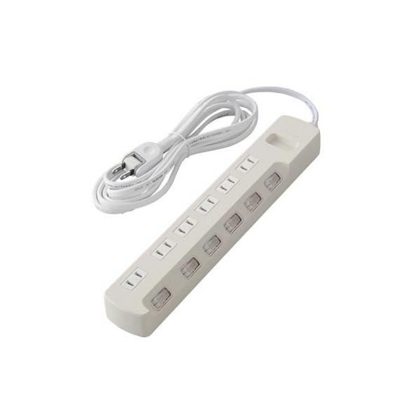 他サイト： エレコム 延長コード 電源タップ 6個口 3m 個別スイッチ ホワイト T-K6A-2630WH ( 1個 )の商品画像