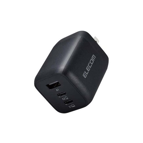 他サイト： エレコム 急速 65W AC充電器 TYPE-C コンパクト iPhone17 3ポート PD ブラック ( 1台 )の商品画像