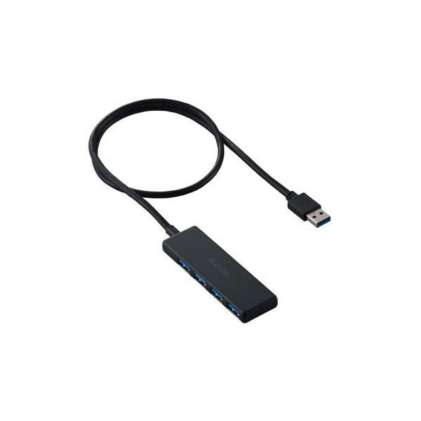 エレコム USB ハブ USB3.2 Gen1 USB-A ×4 バスパワー 薄型 ケーブル長60cm ブラック ( 1個 )